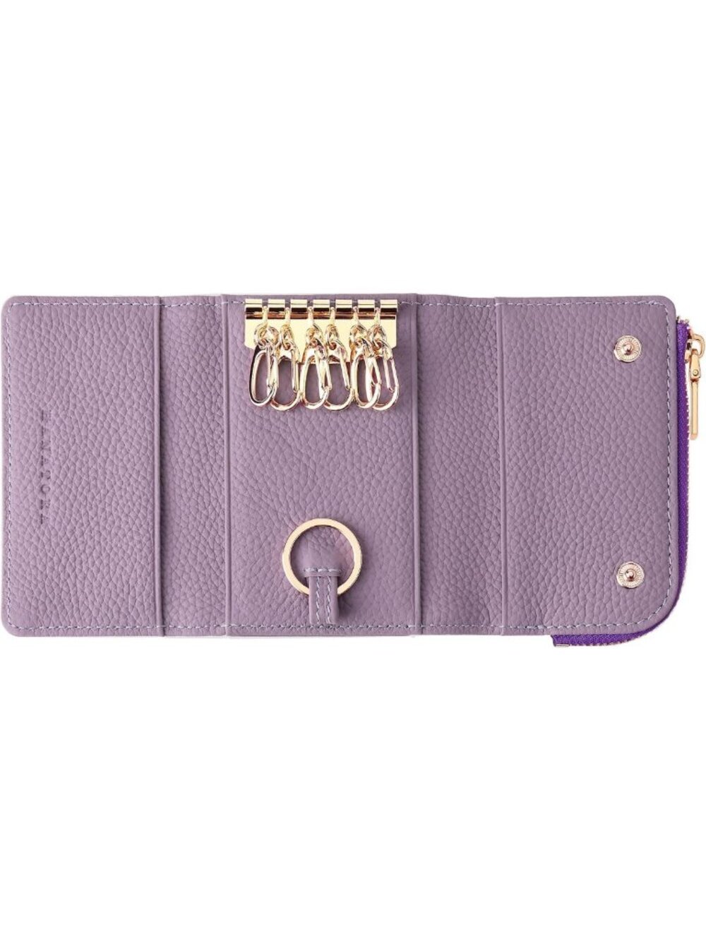 Premium Leather Keychain Wallet - Zippered Coin Pocket, 5 Card Slots, Unisex
